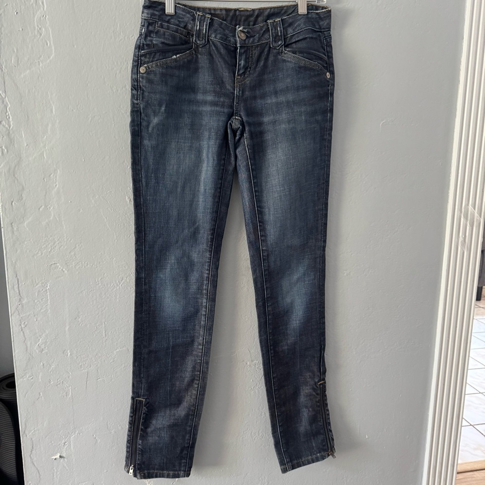 Club Monaco Dark Wash Blue Skinny Jeans Zipper Accent Women’s Size 26